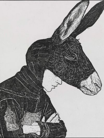 Donkey Head Portrait Print. poster print