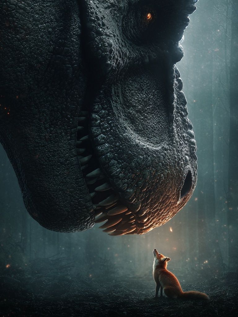 Dinosaur Encounter — Fantasy Print. poster — animals art