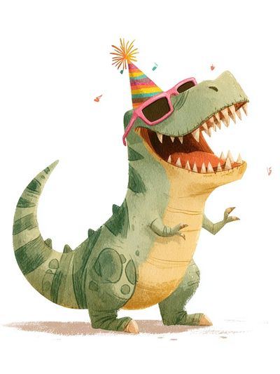 Party Dinosaur — Illustration Print. poster print