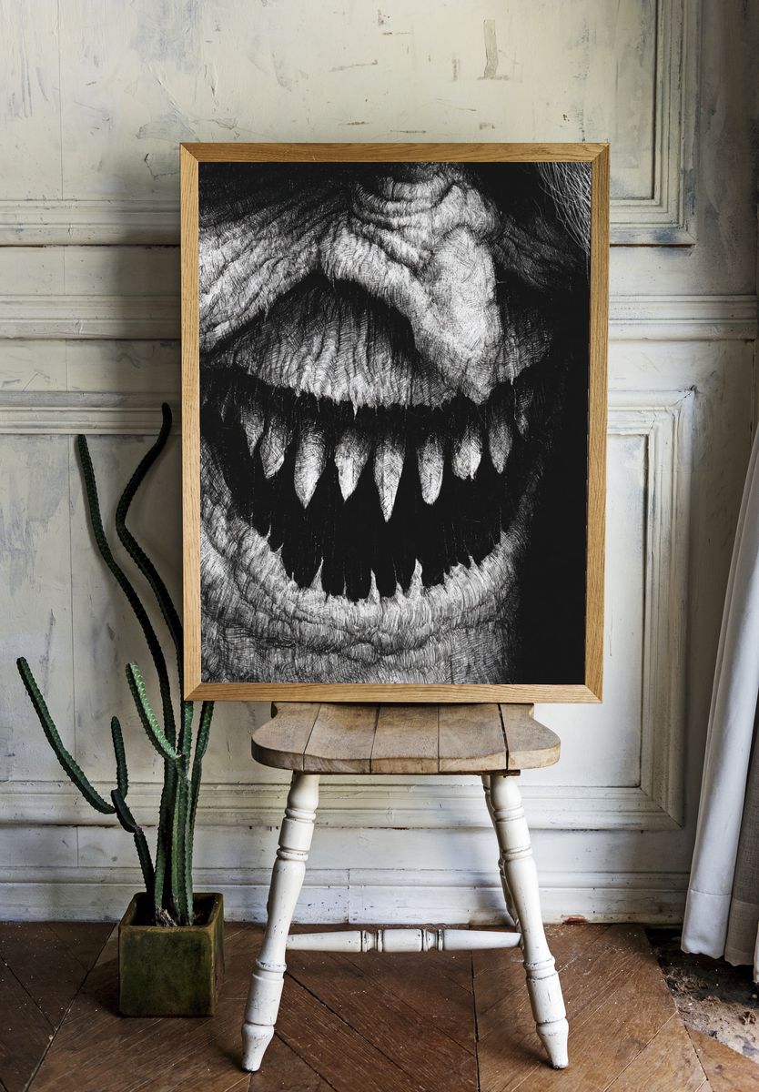 Tyrannosaurus Rex Close-Up Print. room preview
