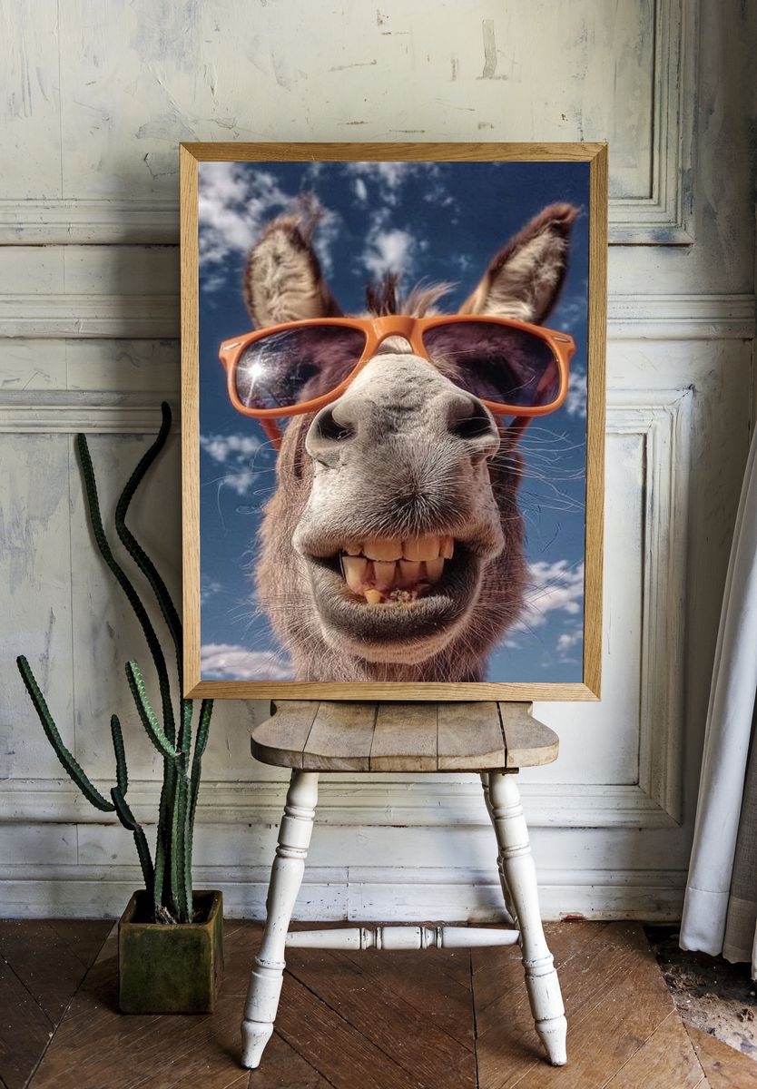 Smiling Donkey in Sunglasses — Funny Print room preview