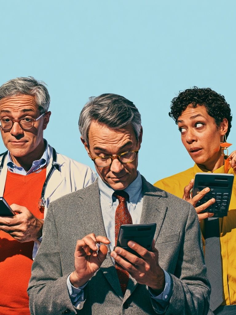 Doctors with Calculators Photography Poster. poster detail