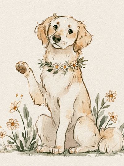 Golden Retriever Watercolor Poster. poster