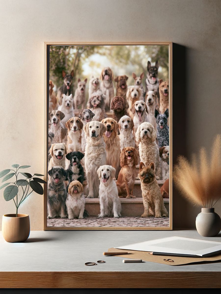 Dog Gathering Photography Poster. — room view 2