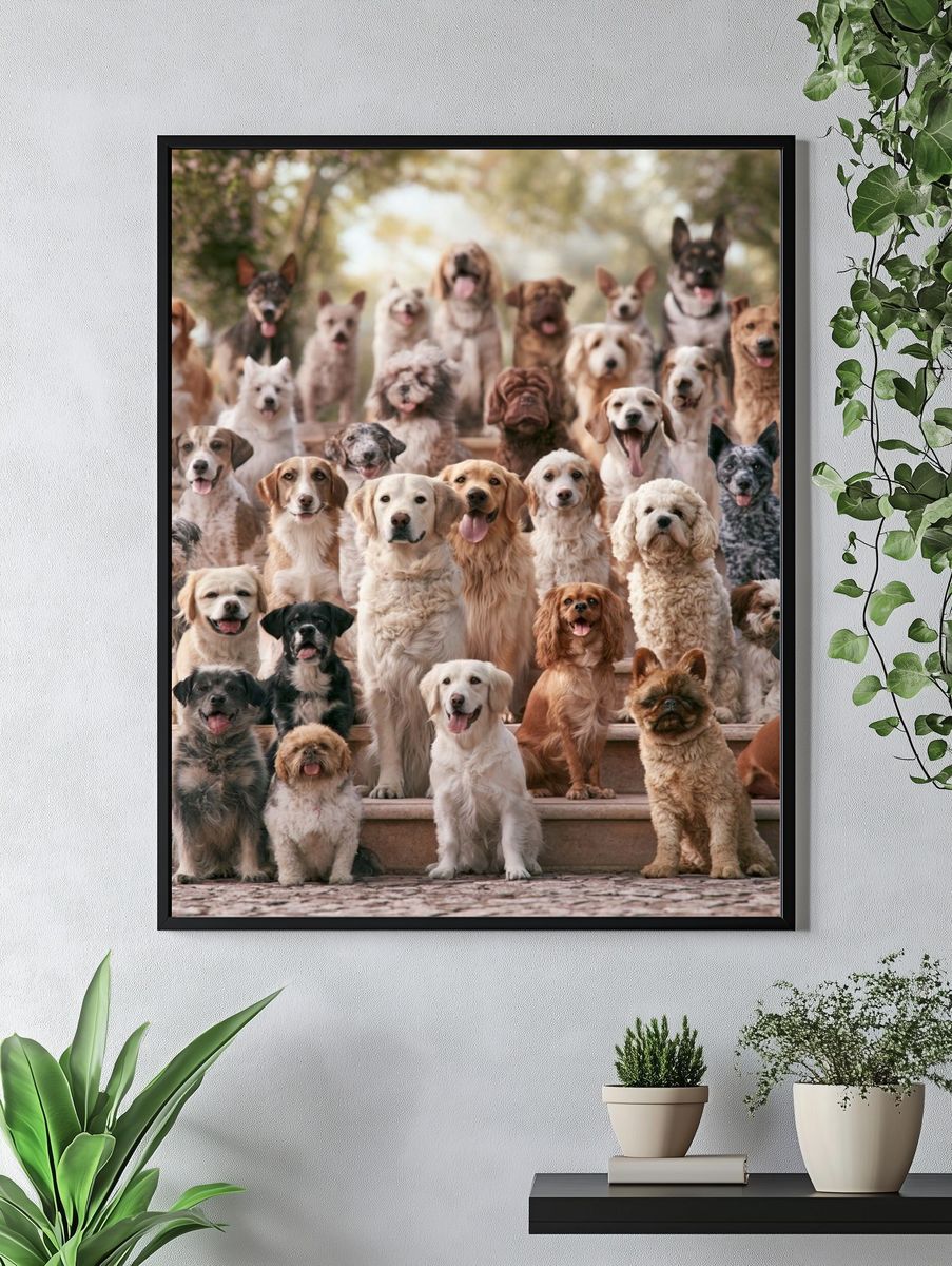 Dog Gathering Photography Poster. — room view 4