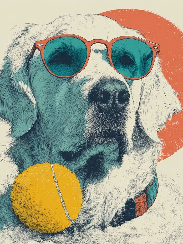 Cool Dog with Sunglasses — Illustration Print. poster detail
