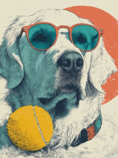 Cool Dog with Sunglasses — Illustration Print. poster print