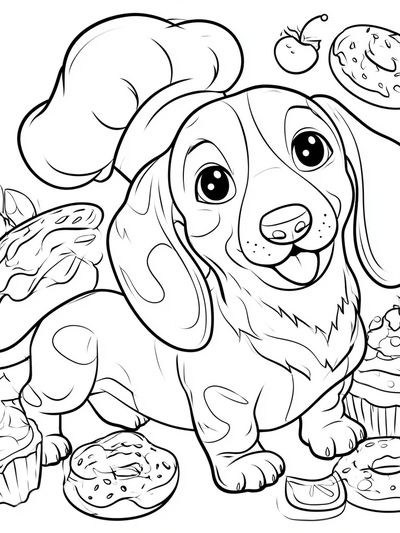 Cute Dachshund Baker Illustration Poster. poster