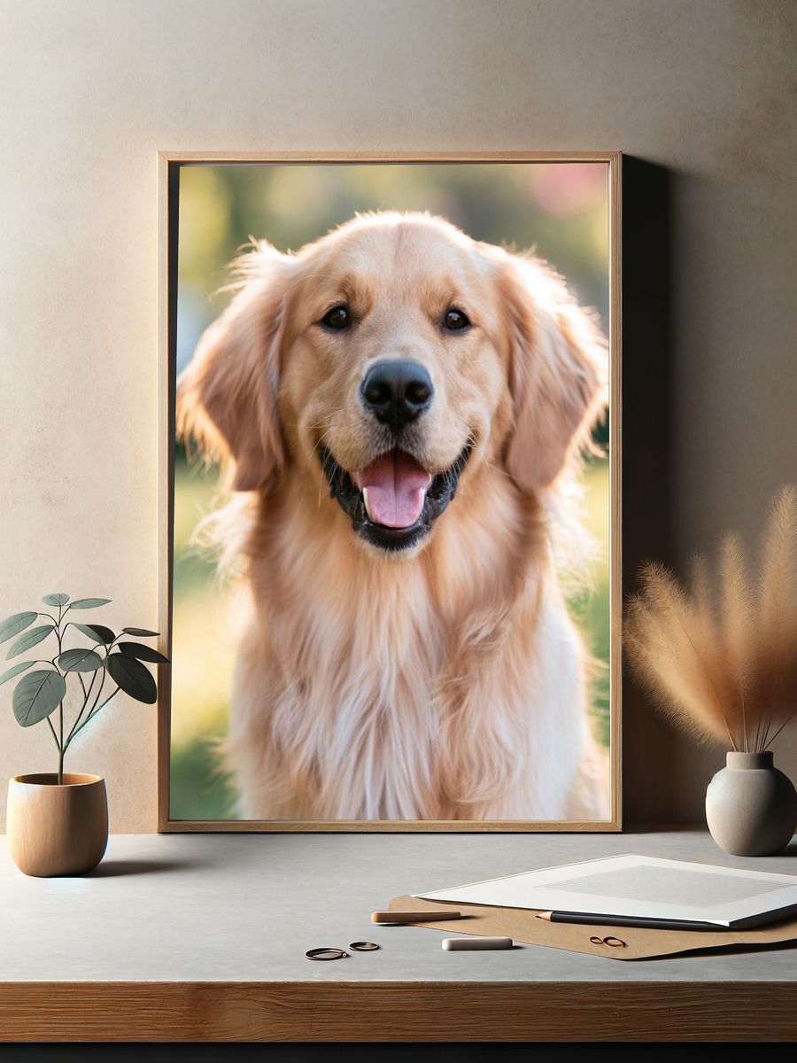 Golden Retriever Portrait Poster. — room view 2