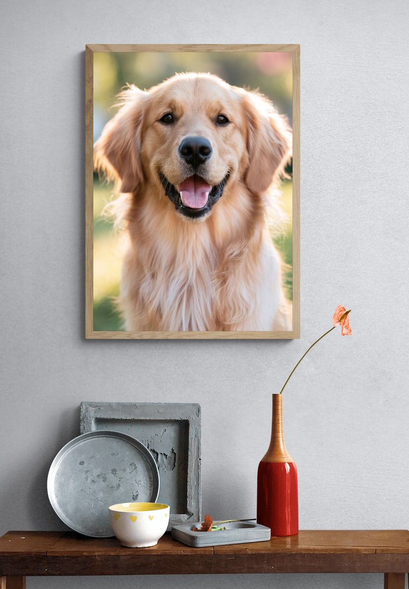 Golden Retriever Portrait Poster. — room view 3