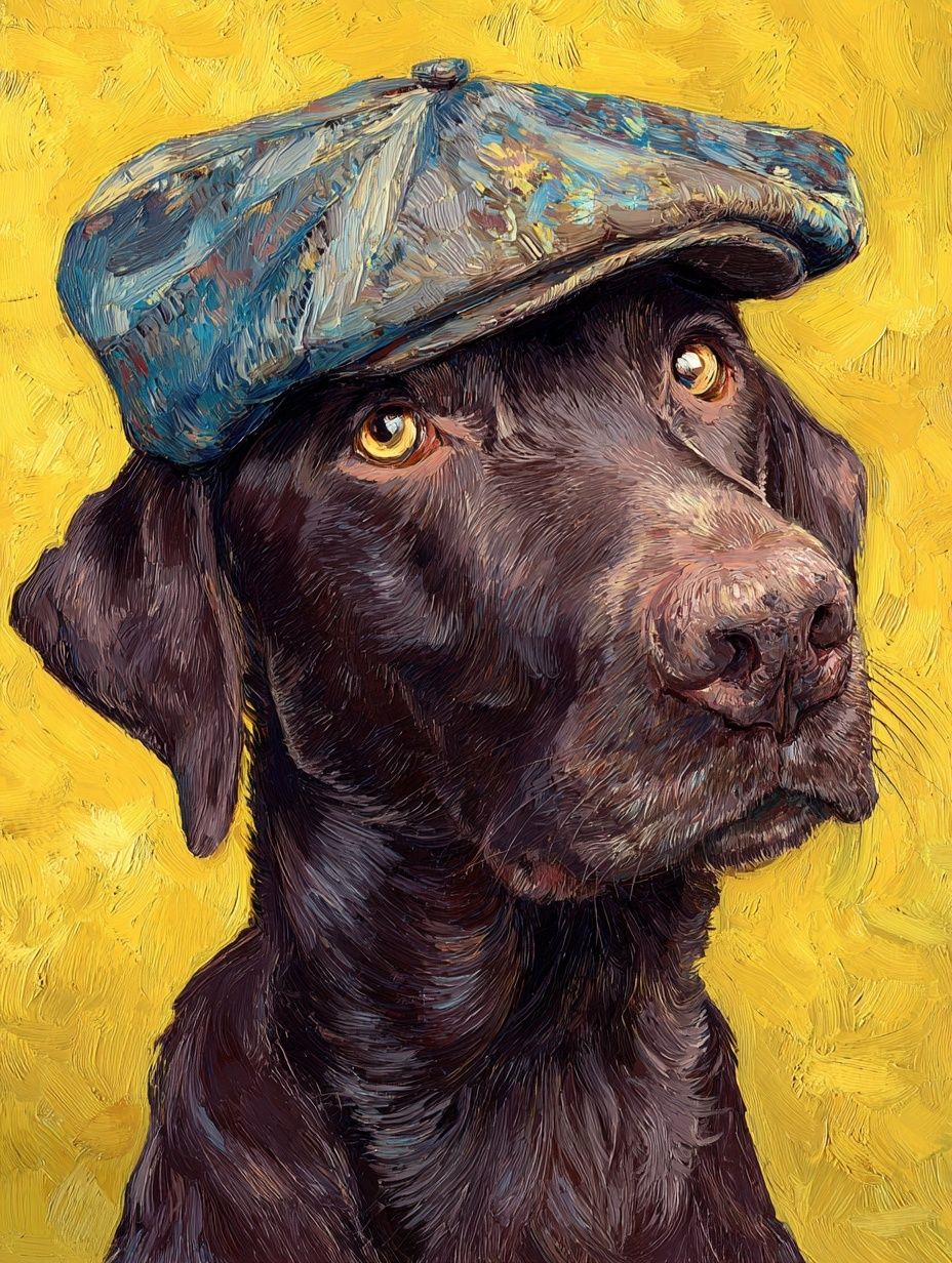 Charming Dog in Cap — Illustration Print. poster — animals art
