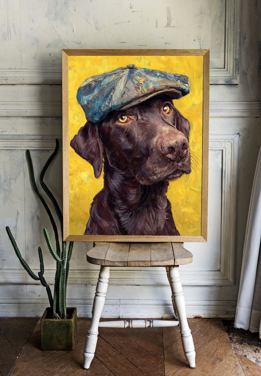 Charming Dog in Cap — Illustration Print room preview