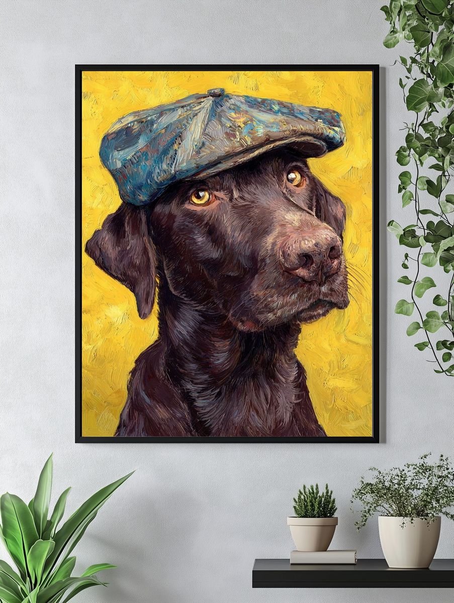 Charming Dog in Cap — Illustration Print. — room view 4