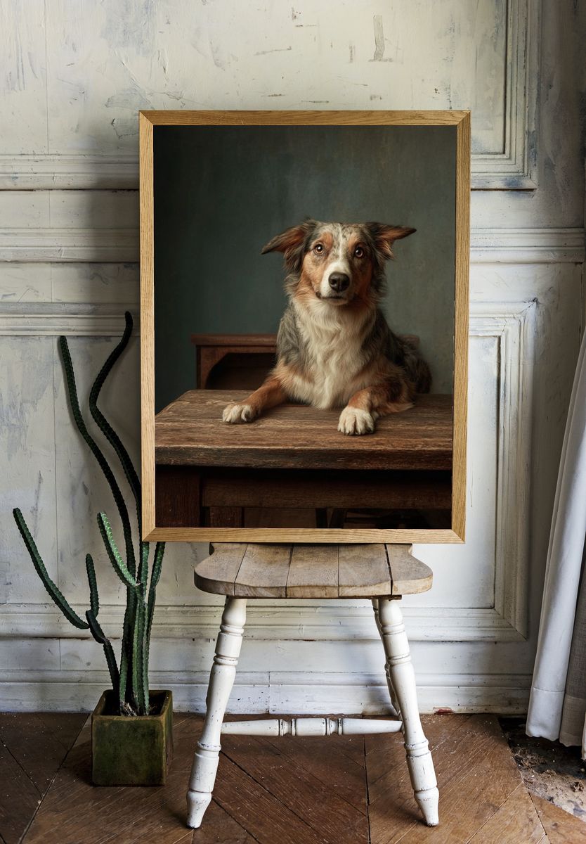 Australian Shepherd Dog Portrait Poster room preview