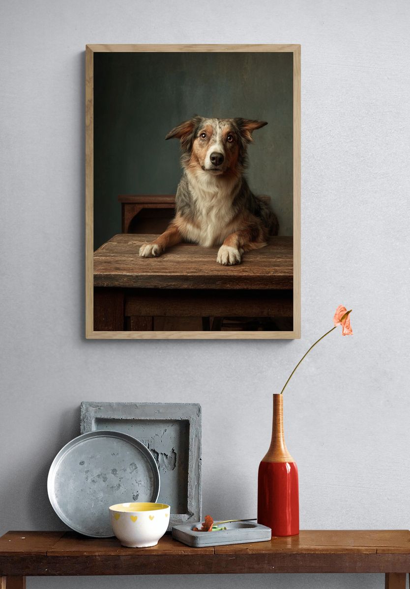 Australian Shepherd Dog Portrait Poster. — room view 3