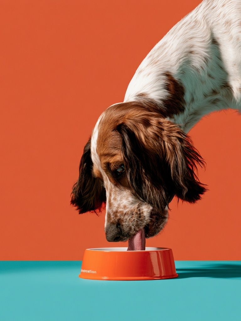 Dog with Bowl Photography Poster. poster — photography art