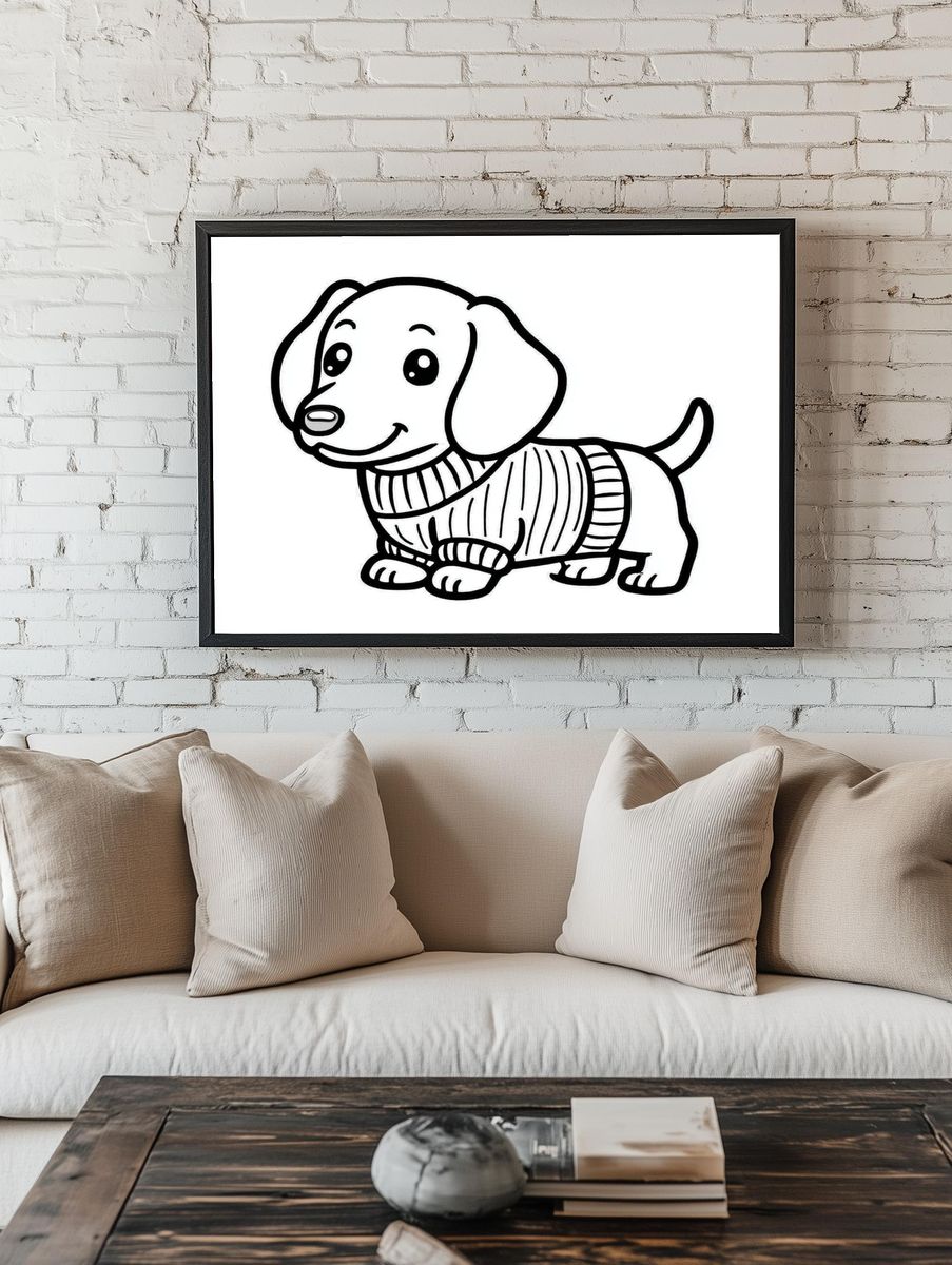 Cute Dachshund Line-Art Poster room preview