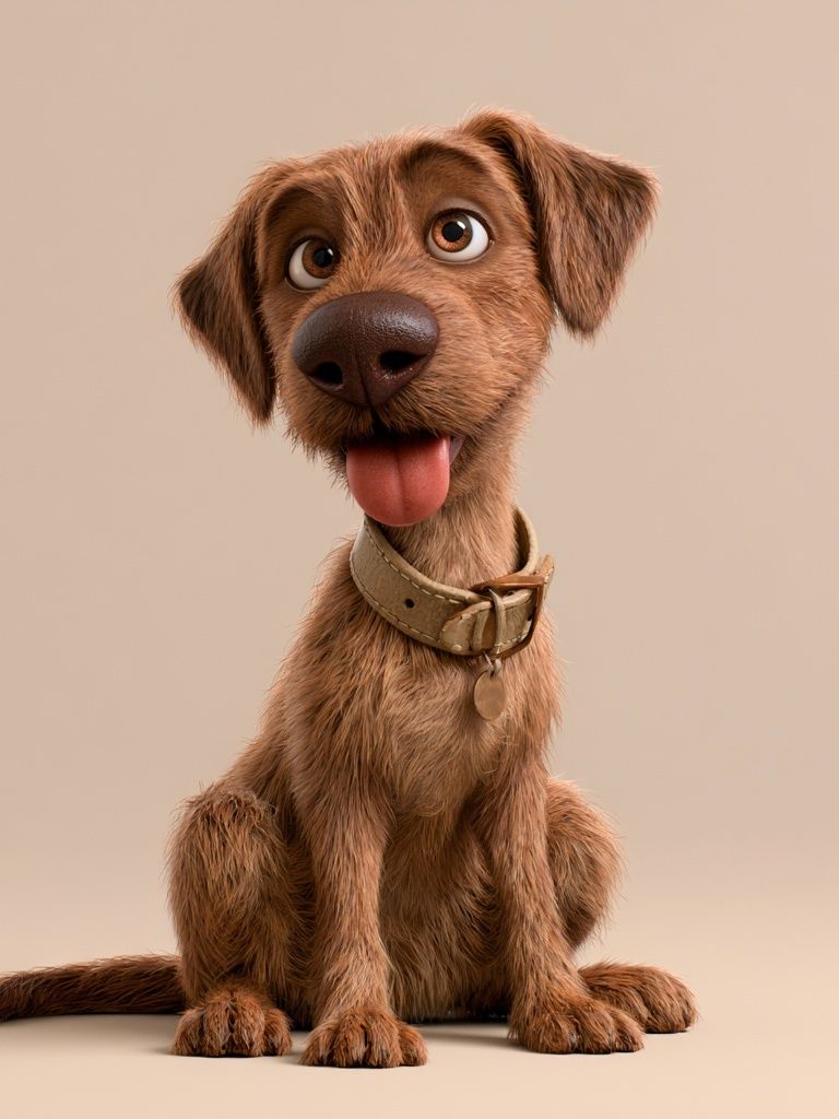 Playful Brown Dog Portrait Print. poster — animals art