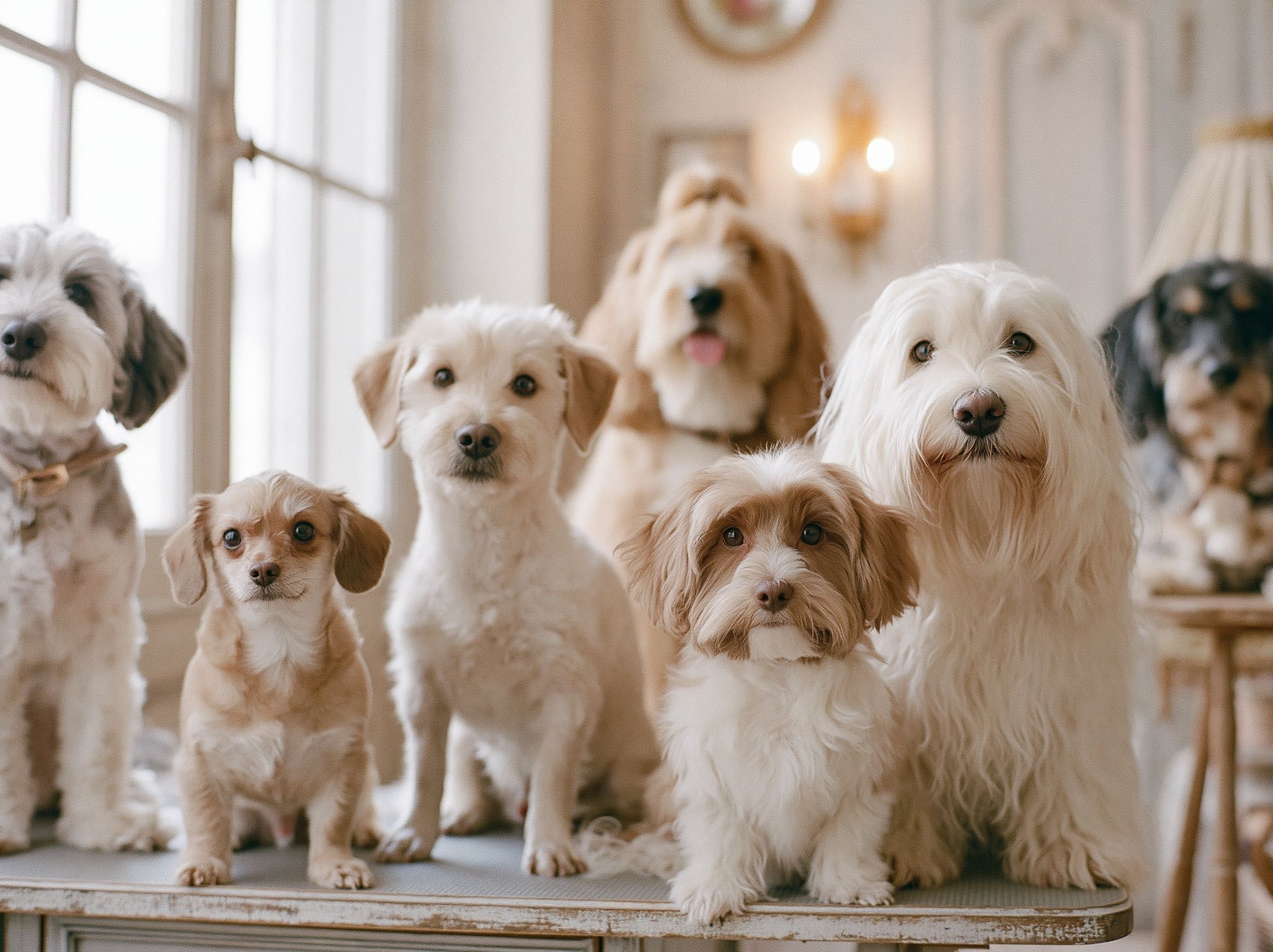 Fluffy Dogs Portrait Photography Poster. poster detail