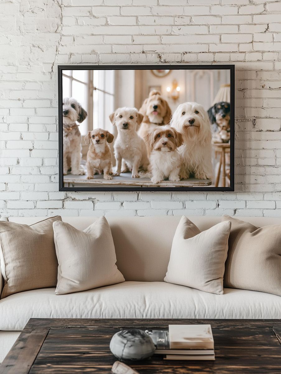 Fluffy Dogs Portrait Photography Poster. room preview