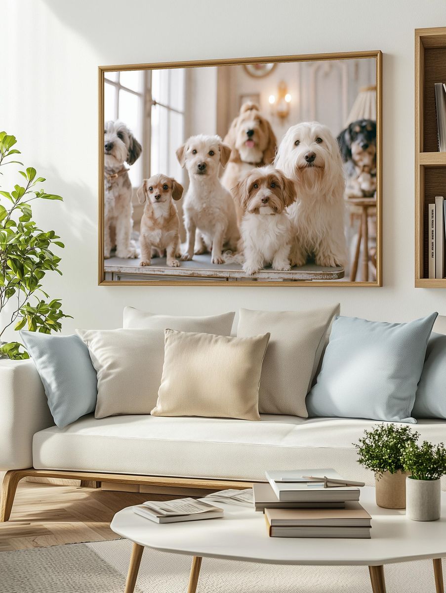 Fluffy Dogs Portrait Photography Poster. — room view 2