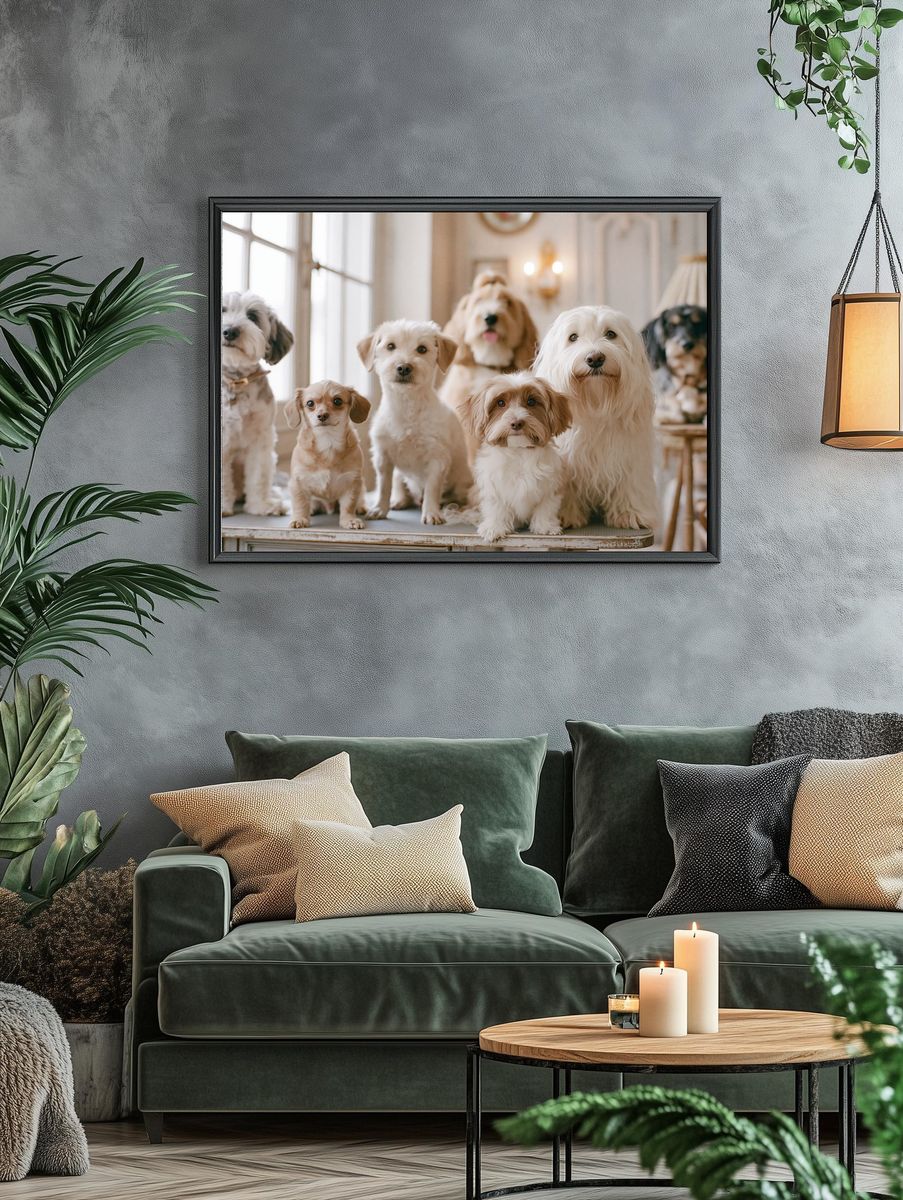 Fluffy Dogs Portrait Photography Poster. — room view 4
