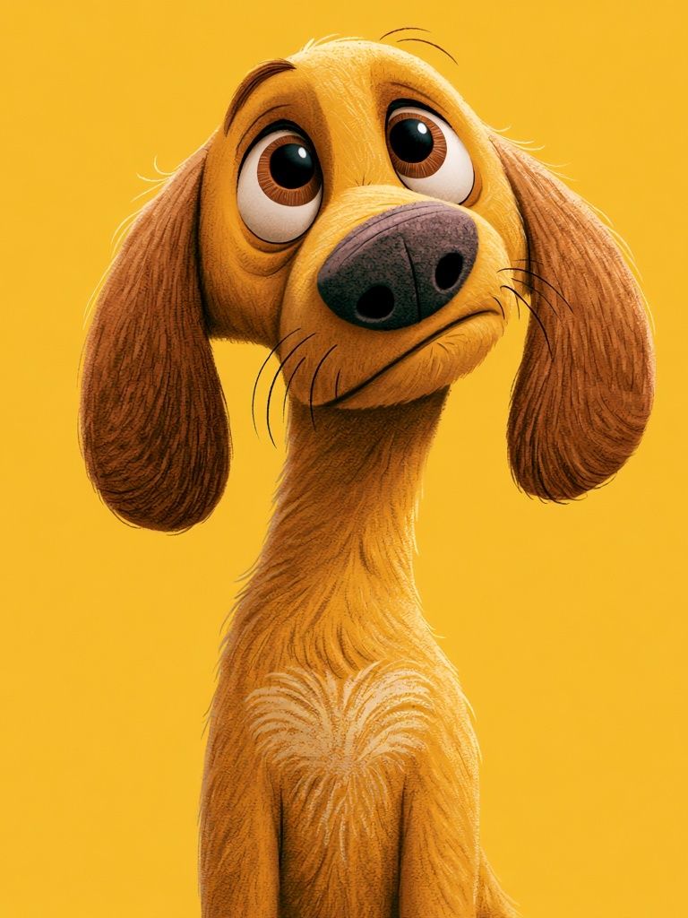 Sad Dog Portrait Illustration Poster. poster detail