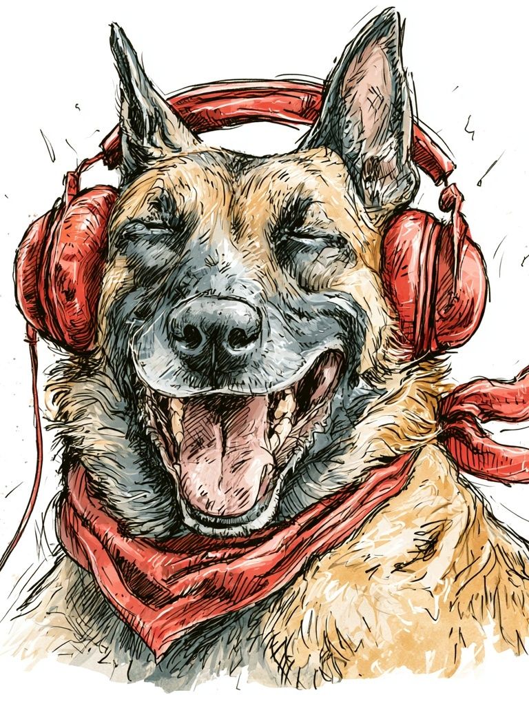 Happy German Shepherd Illustration Poster. poster detail