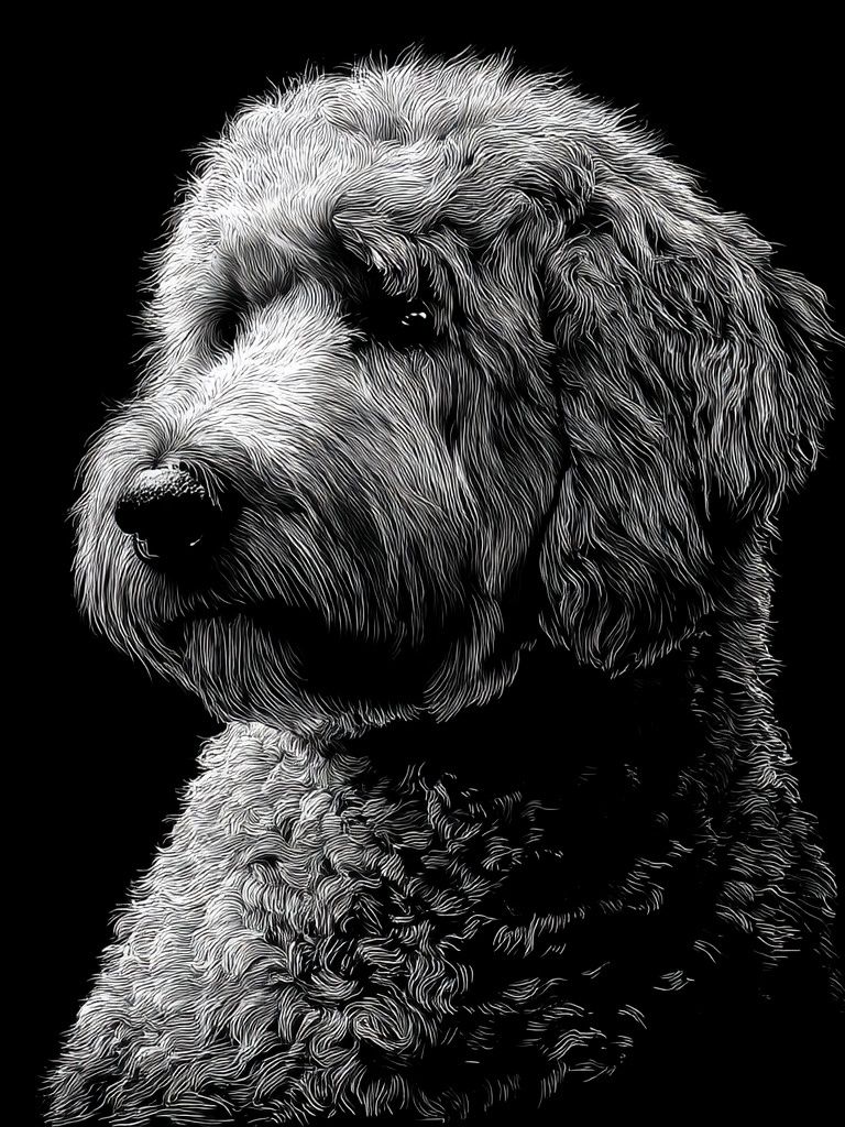Dog Portrait Black-White Print. poster detail