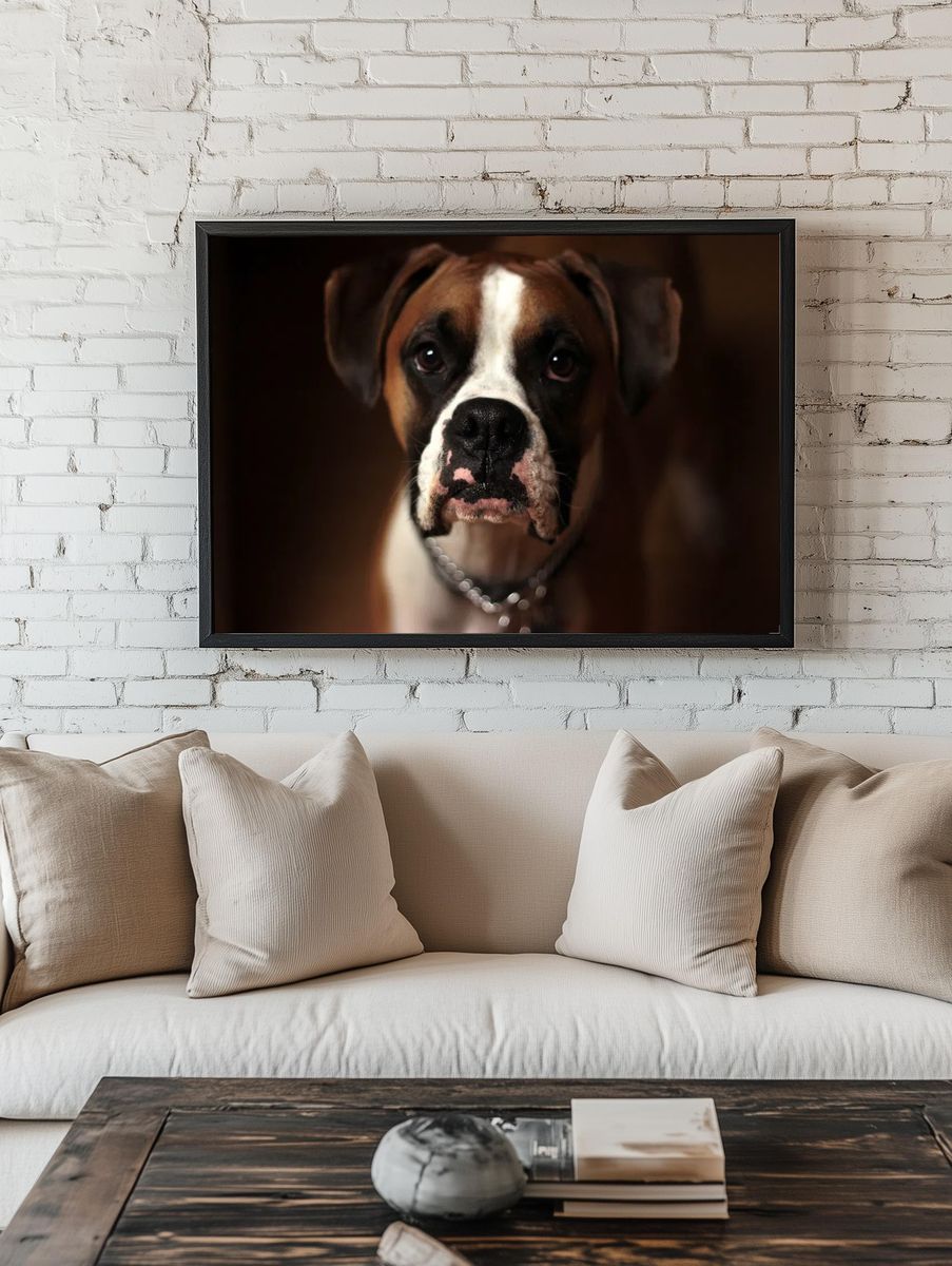 Boxer Dog Portrait Poster. room preview
