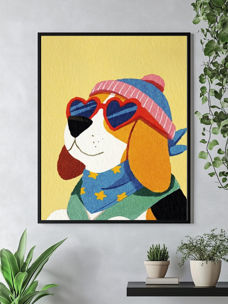 Cool Beagle Dog — Illustration Print. — room view 4