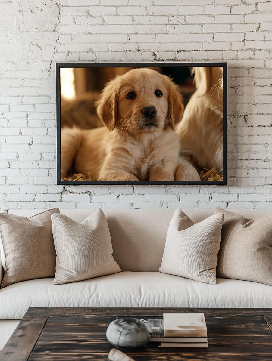 Golden Retriever Puppy Portrait Poster. — room view 1