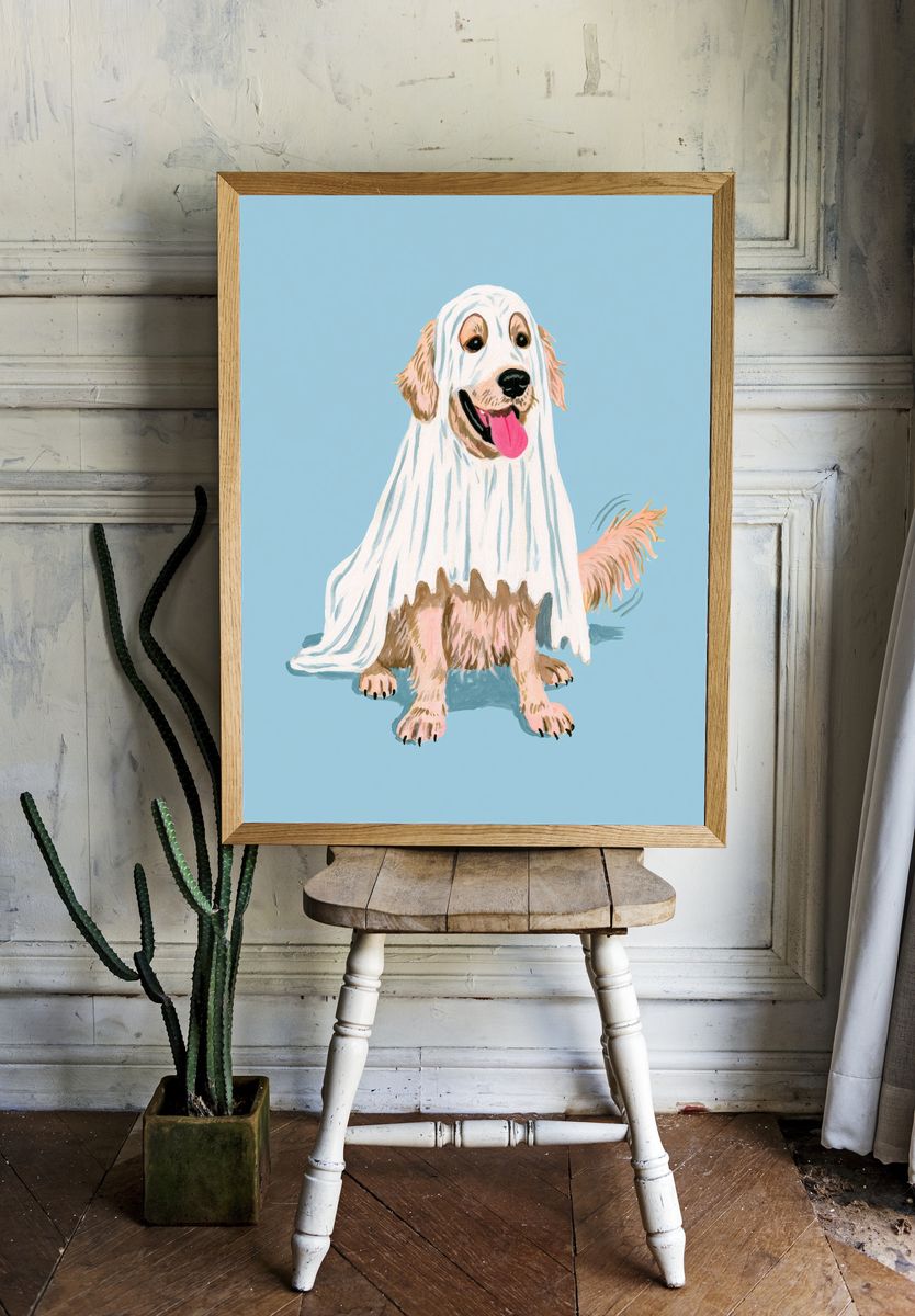 Ghost Dog Watercolor Poster. — room view 1