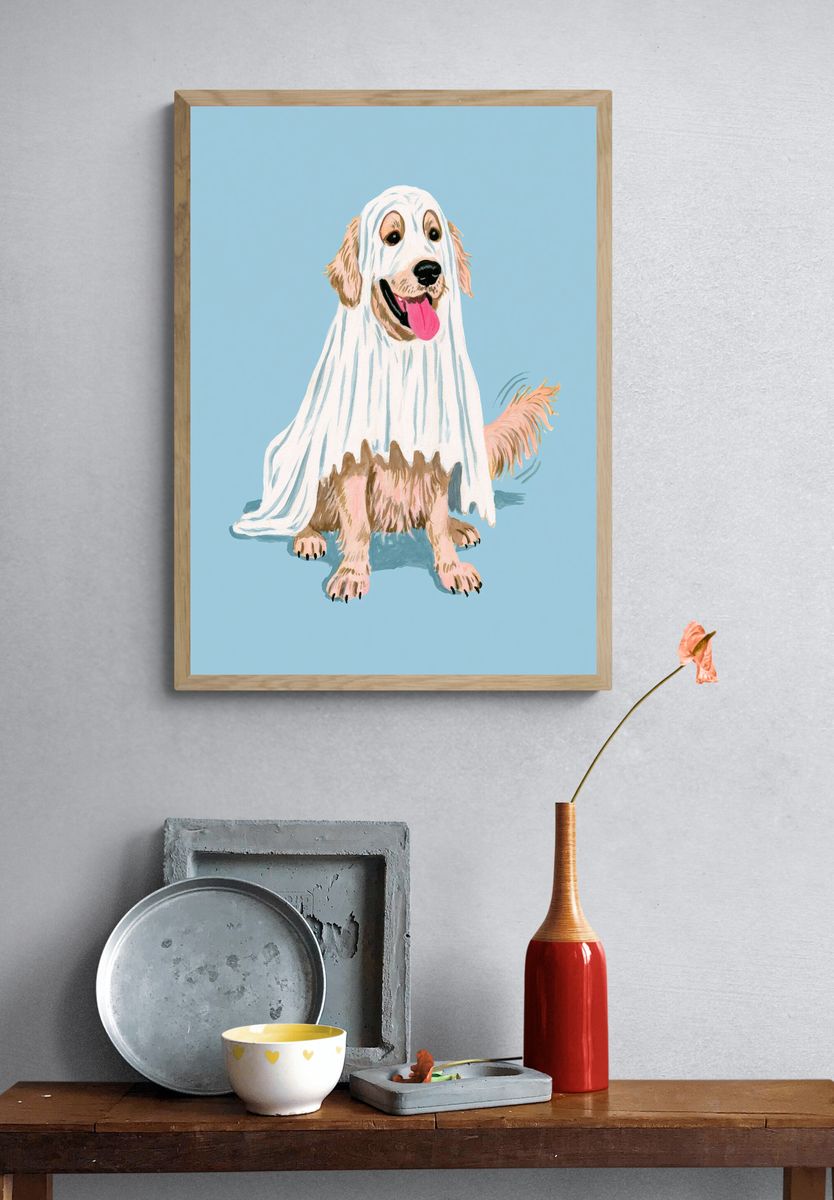 Ghost Dog Watercolor Poster. — room view 3