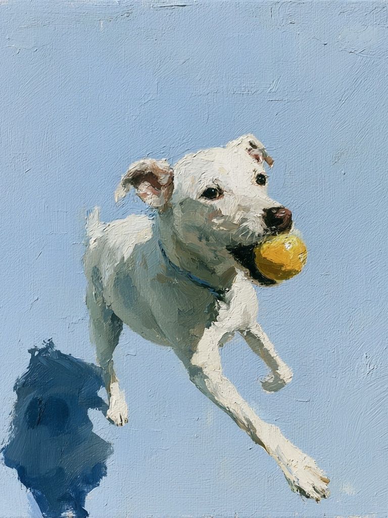 Playful Dog with Ball Poster. poster — animals art