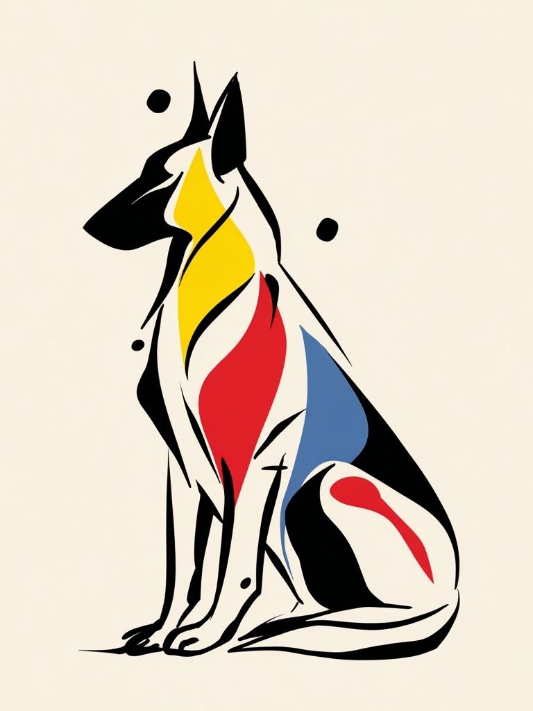 Abstract Dog Line Art Poster. poster — illustration art