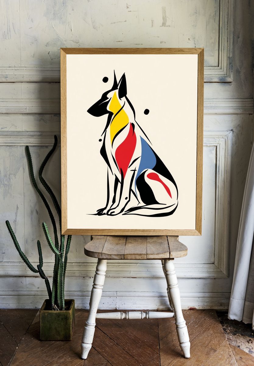 Abstract Dog Line Art Poster. room preview