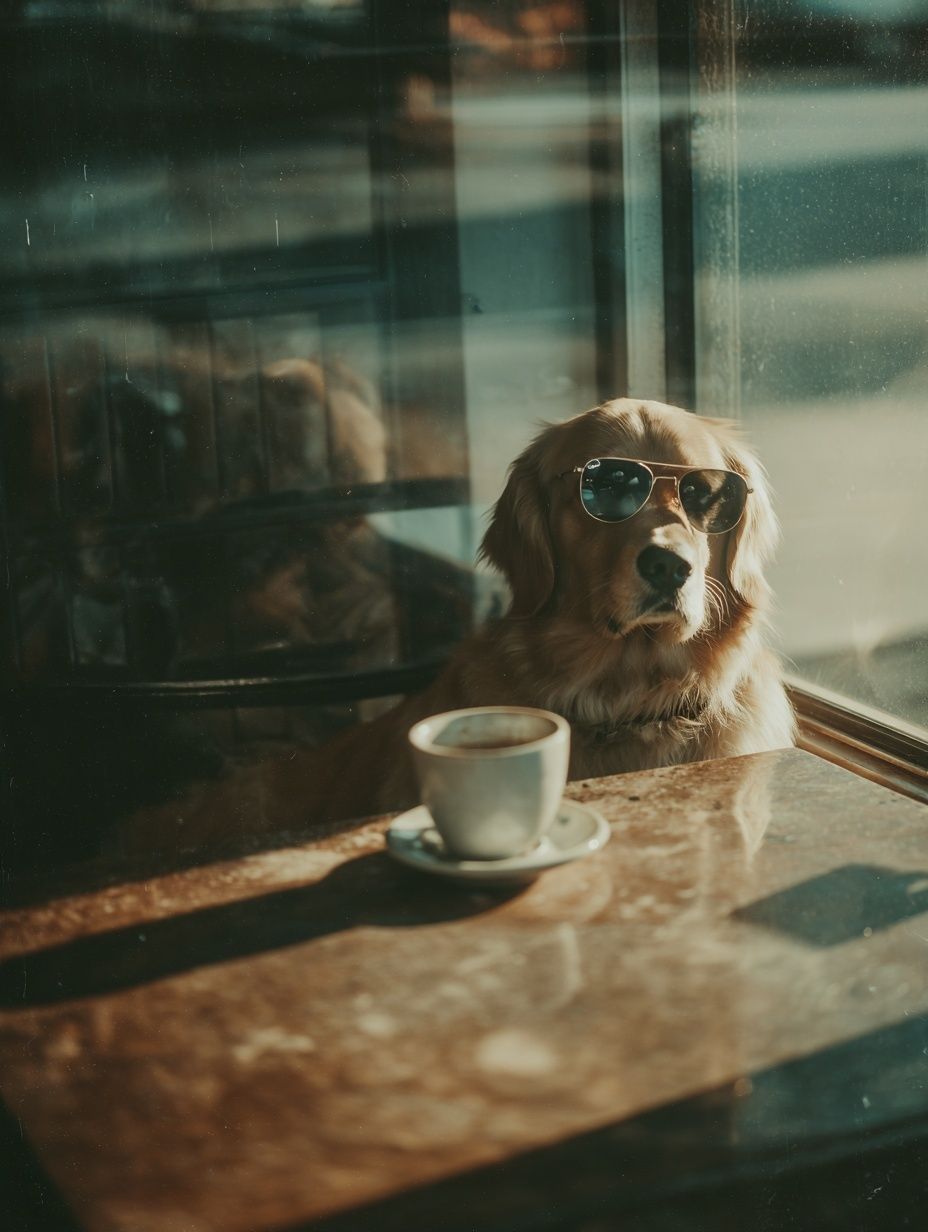 Golden Retriever in Sunglasses — Photography Print. poster detail