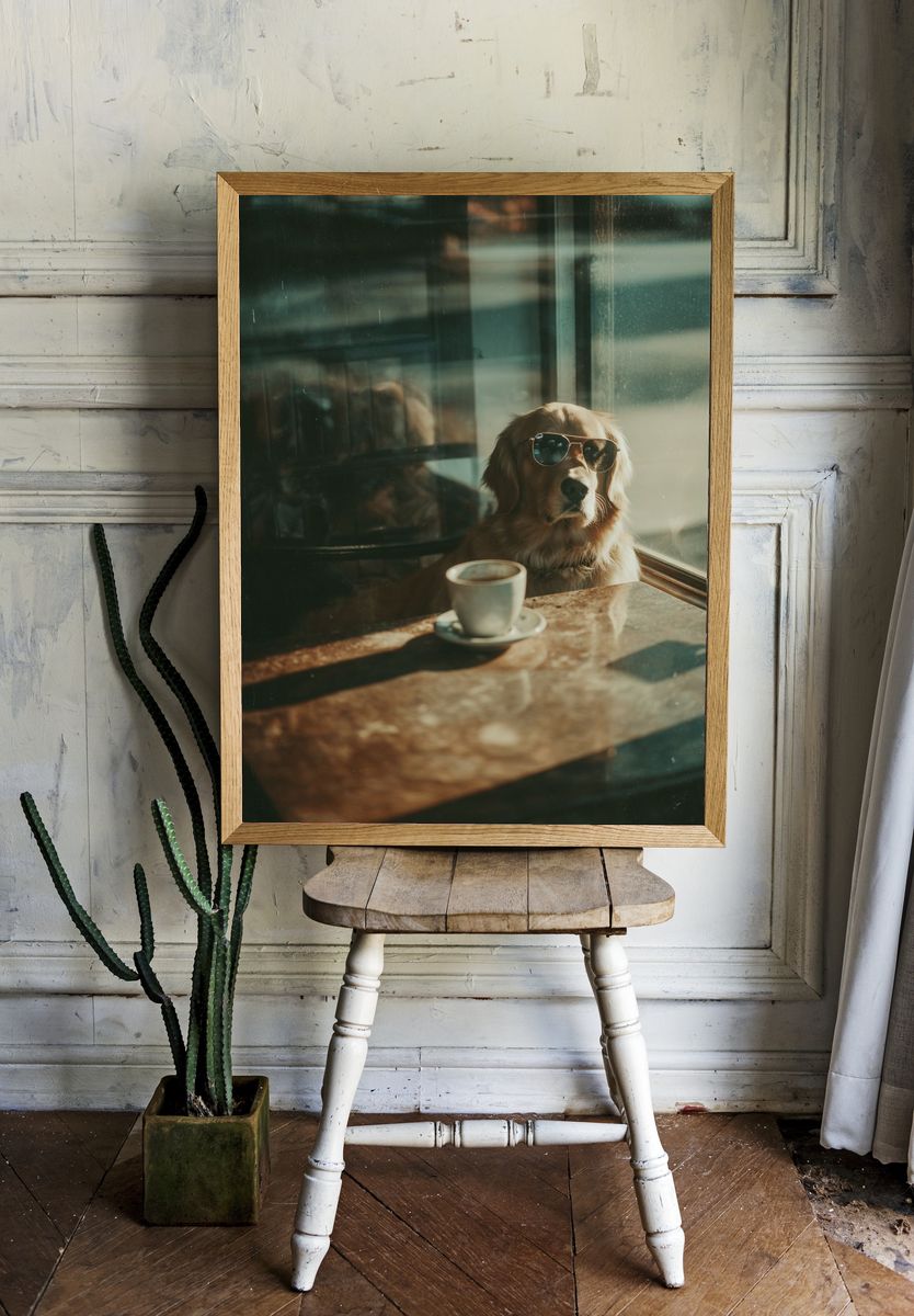 Golden Retriever in Sunglasses — Photography Print room preview