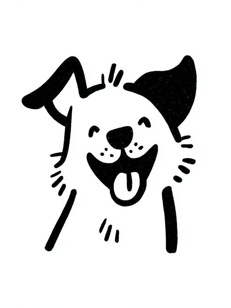 Happy Dog Line Art Poster. poster — animals art