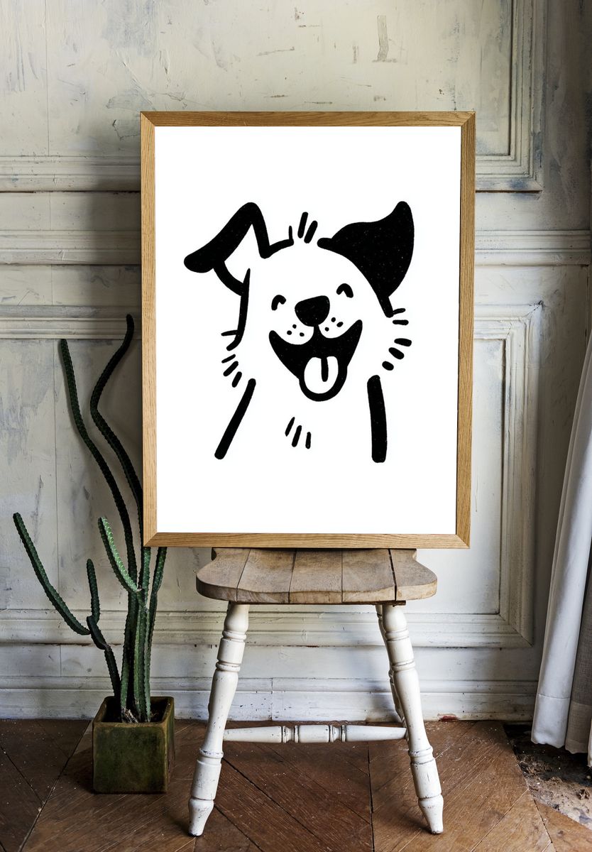 Happy Dog Line Art Poster room preview