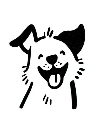 Happy Dog Line Art Poster