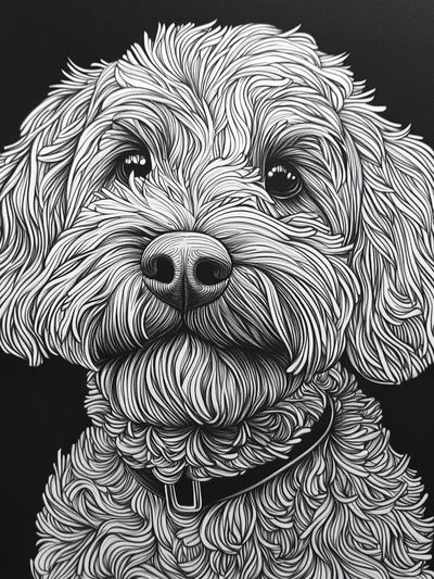 Fluffy Dog Portrait Print. poster