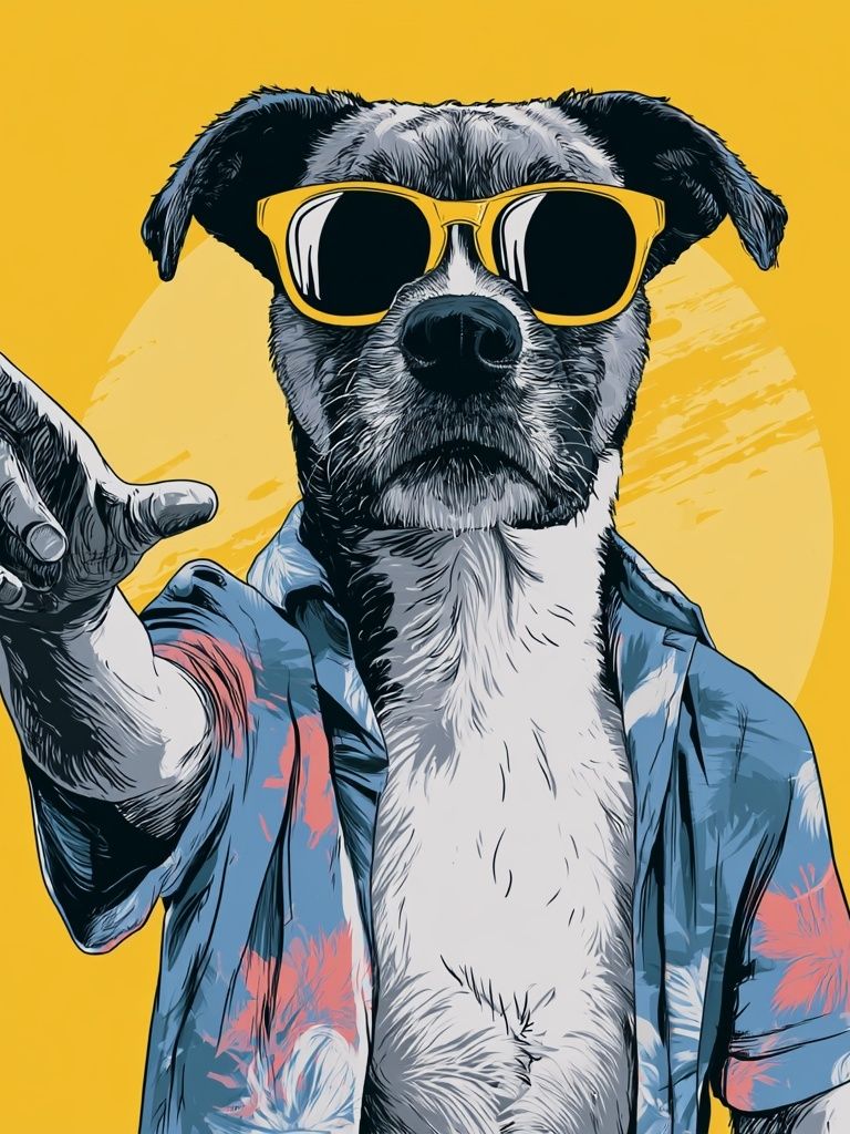 Cool Dog in Sunglasses Illustration Poster. poster — illustration art
