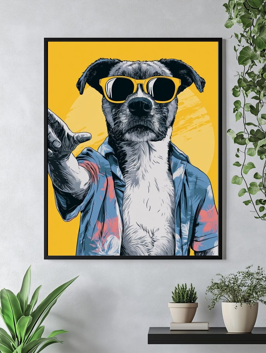 Cool Dog in Sunglasses Illustration Poster. — room view 4