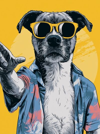 Cool Dog in Sunglasses Illustration Poster.