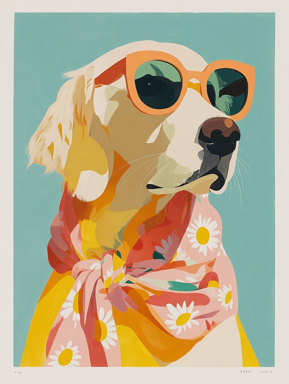 Stylish Dog Portrait Poster. poster detail