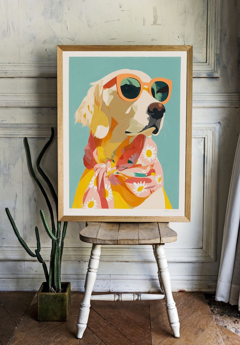 Stylish Dog Portrait Poster. room preview