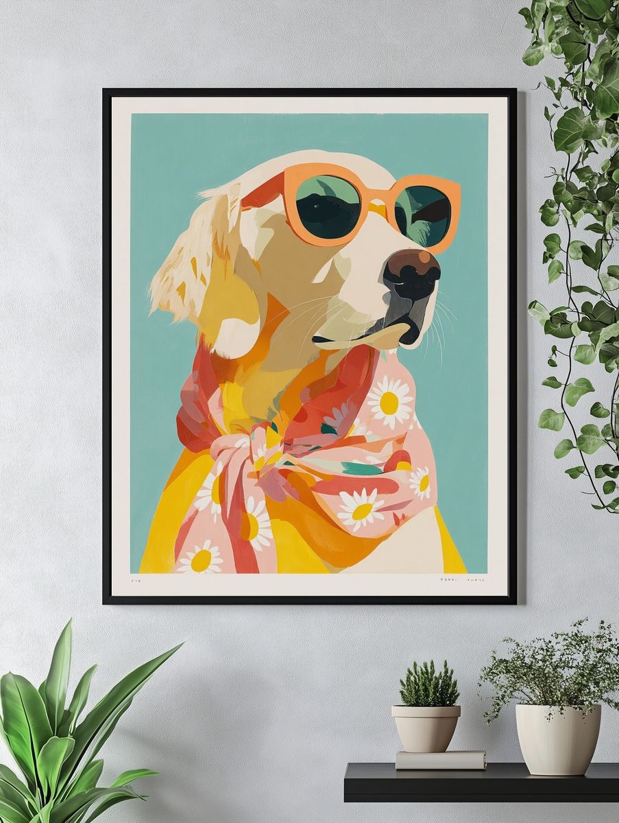 Stylish Dog Portrait Poster. — room view 4