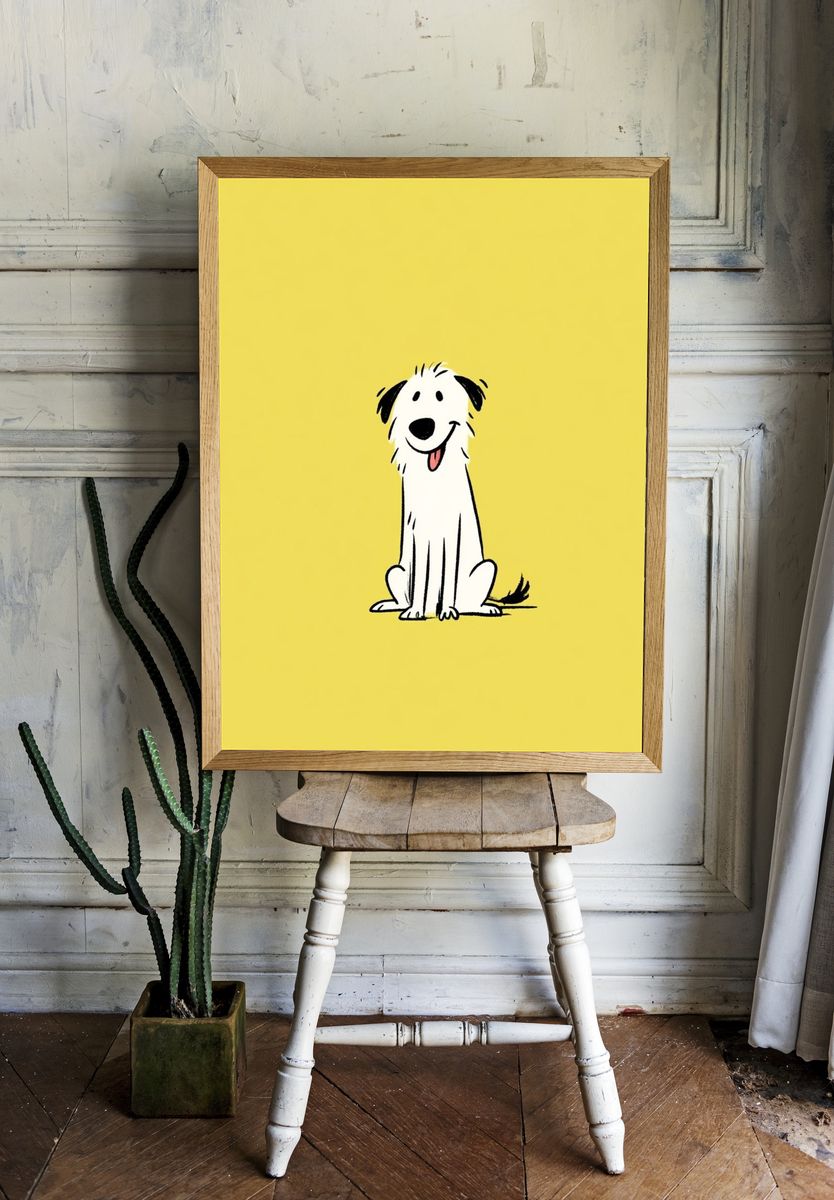 Happy Dog Illustration Poster. room preview